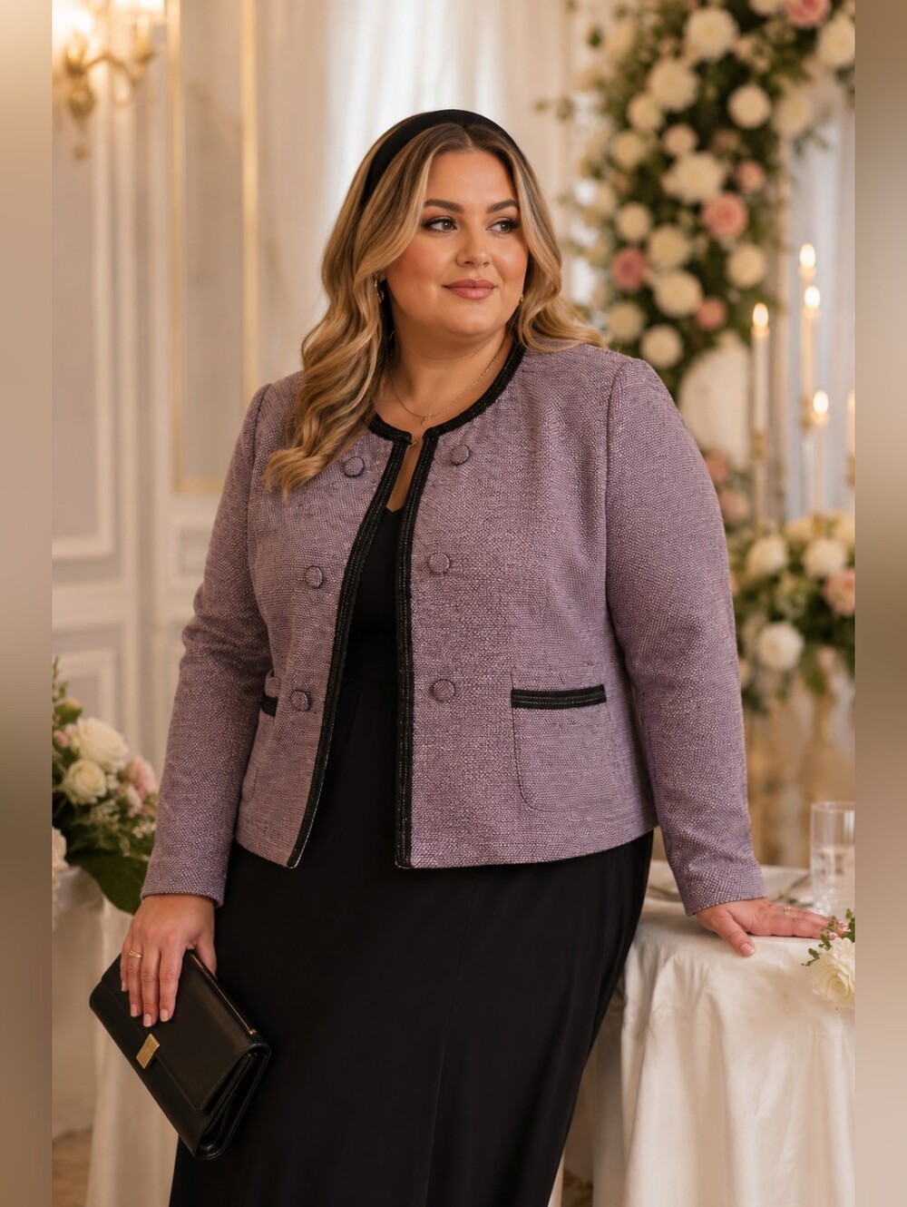 Elegant Women's Black and Blush Jacket, EUC, Size 22